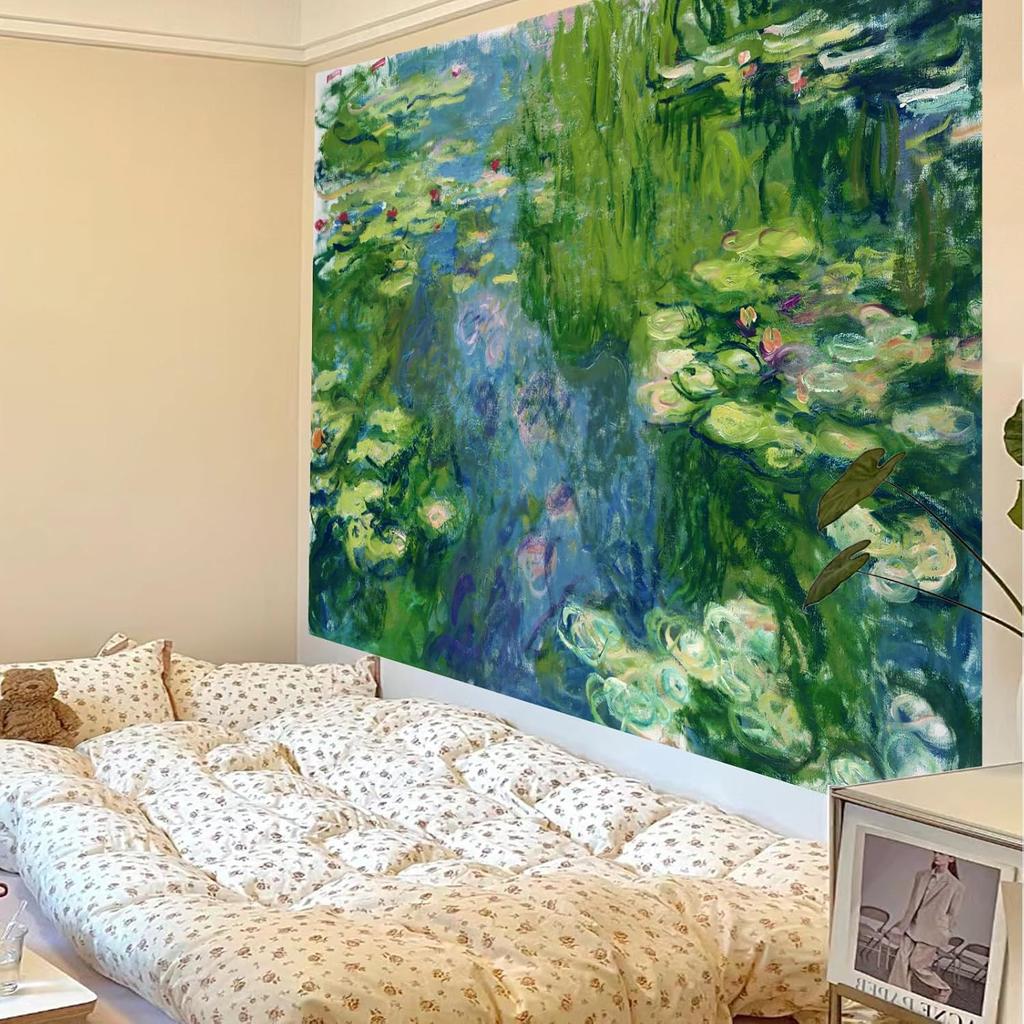 Water Lilies Floral Wall Tapestry For Bedroom Aesthetic, Cool Plant Flower Art Poster For Room Decor, Green Nature Large Wall