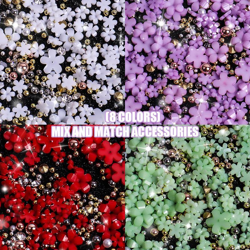 Bijuterii Nail Art Tridimensională Floare cu Cinci Petale Rășină Floare Mică Vârf de Deget Decorare Nail Art Mixt