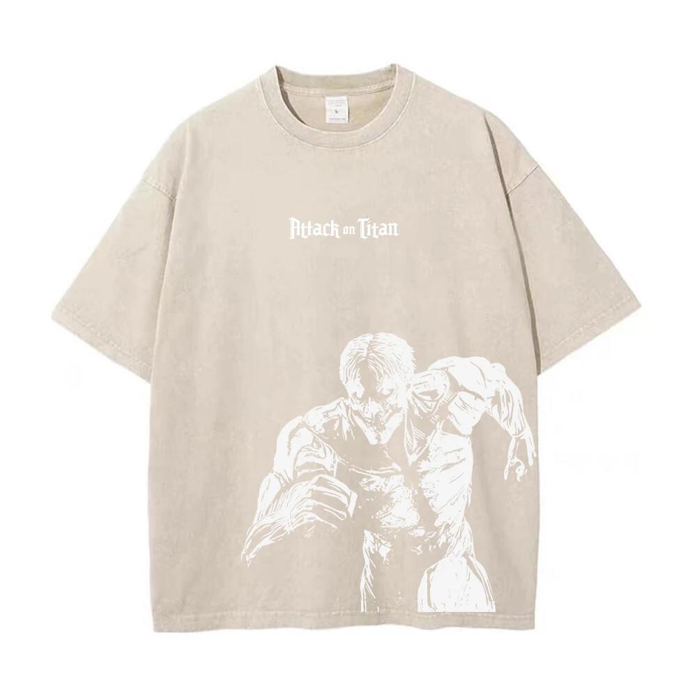 Mens Attack on Titan Anime TShirt Oversized Cotton Tee Streetwear Hip Hop