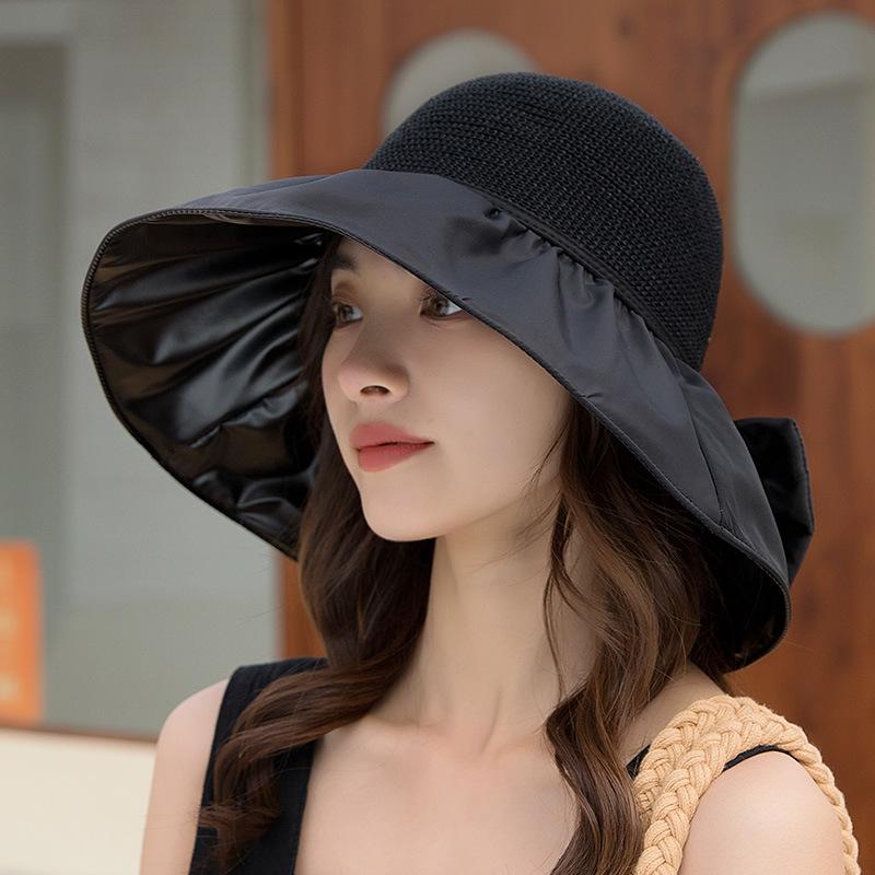 Sunscreen Hat Women's Spring and Summer Sunshade UV Protection Bucket Hat Face Cover Vinyl Sun Hat Big Brim Shows Small Face