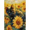 Oranje Kat Liggend Zonnebloem Poster Schattige Katten Koffie Drinken Canvas Schilderij Wandkunst Afbeelding voor Woonkamer Huis Muurschildering