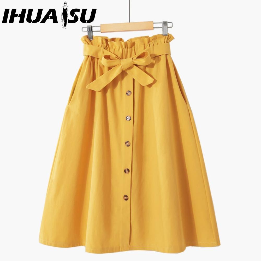 IHUASU Saia Feminina da Moda Casual Verão Primavera