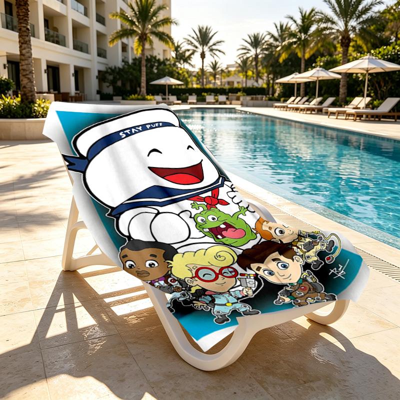 Ghostbusters Print Beach Towel Design, Soft, Lightweight. for Home Bathroom, Spa, Pool, Yoga, Surfing, Camping, Gift for Family, Friend