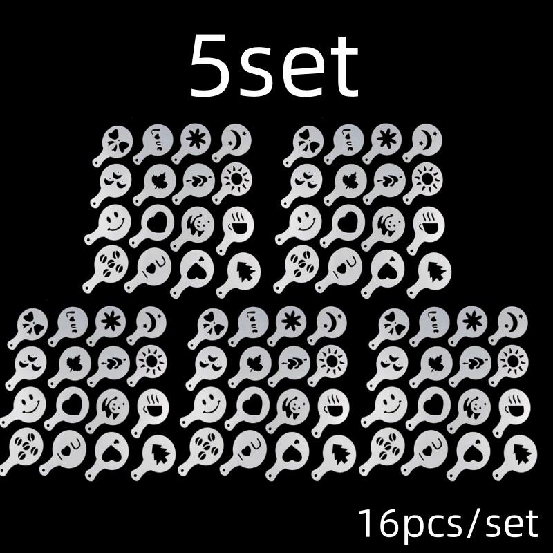 16Pcs/Set Coffee Mold Latte Cappuccino Barista Art Stencils Cake Duster Templates Coffee Accessories Milk Mold Coffe Decoration