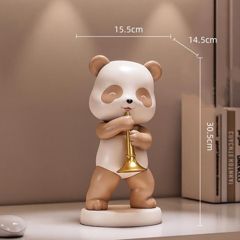Creative Panda Figurines Cartoon Panda Resin Handicrafts Musical Instrument Guitar Cello Decorative Figurines Home Decoration