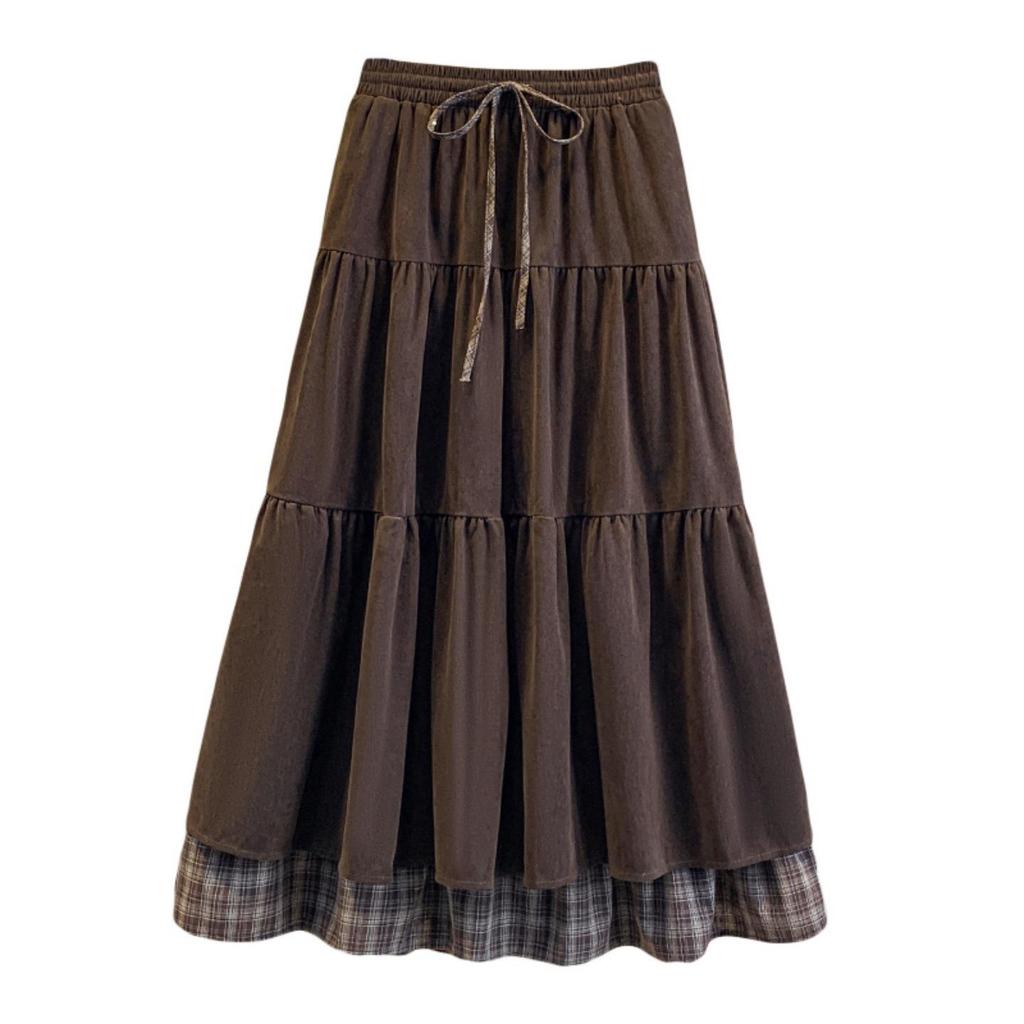 Melaleuca Pleated Plaid High-Waist Ruffle Skirt - Women's Plus Size, Autumn 2026