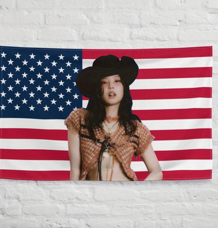 1pc USA Flag Tapestry Kpop Star Fan Gift Dorm Bedroom Wall Decor
