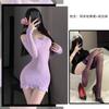 One-sleeved tube top see-through mesh wrap hip skirt can be torn and tempting, mesh slim qqny free nightdress women