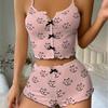 Heart-shaped printed home wear, pajama set for ladies, casual sleepwear