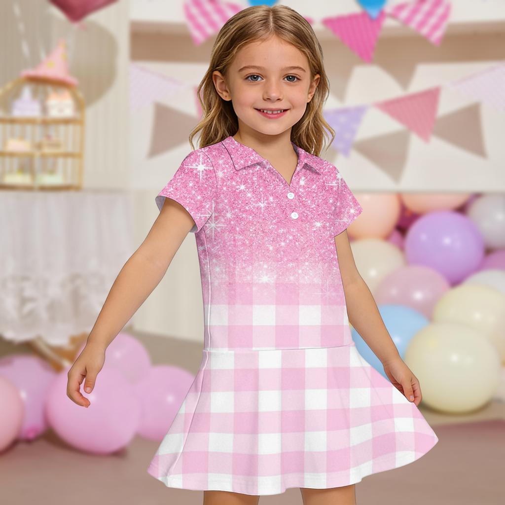 Kids'  Dress - Short Sleeve Pocket Color Frock Kids' Collared Dress - Short Sleeve Pocket Frock