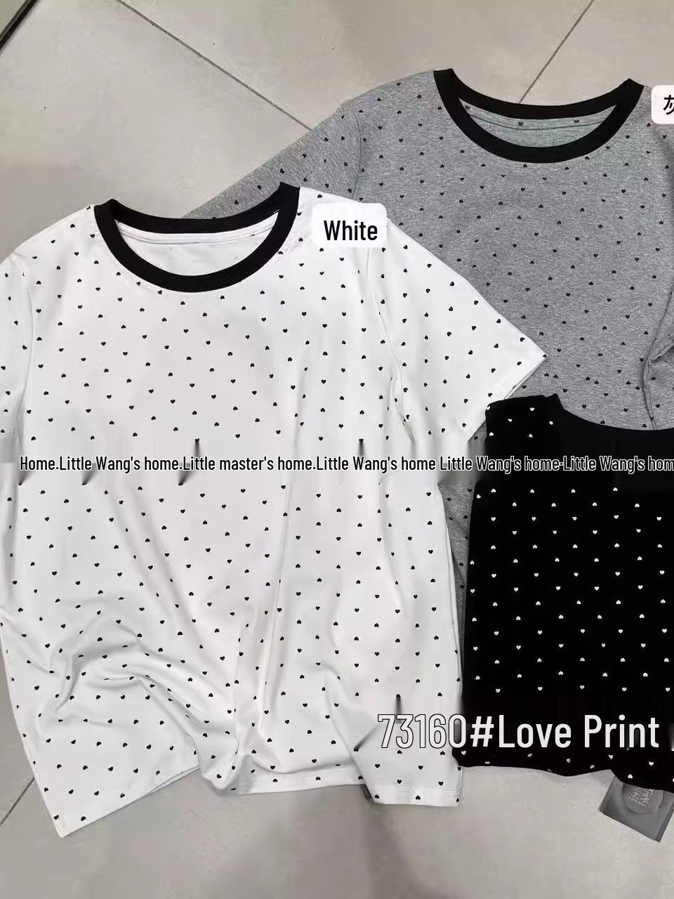 

Xiao Wang s Summer Korean Style Plus Size Casual Heart T-shirt One Size