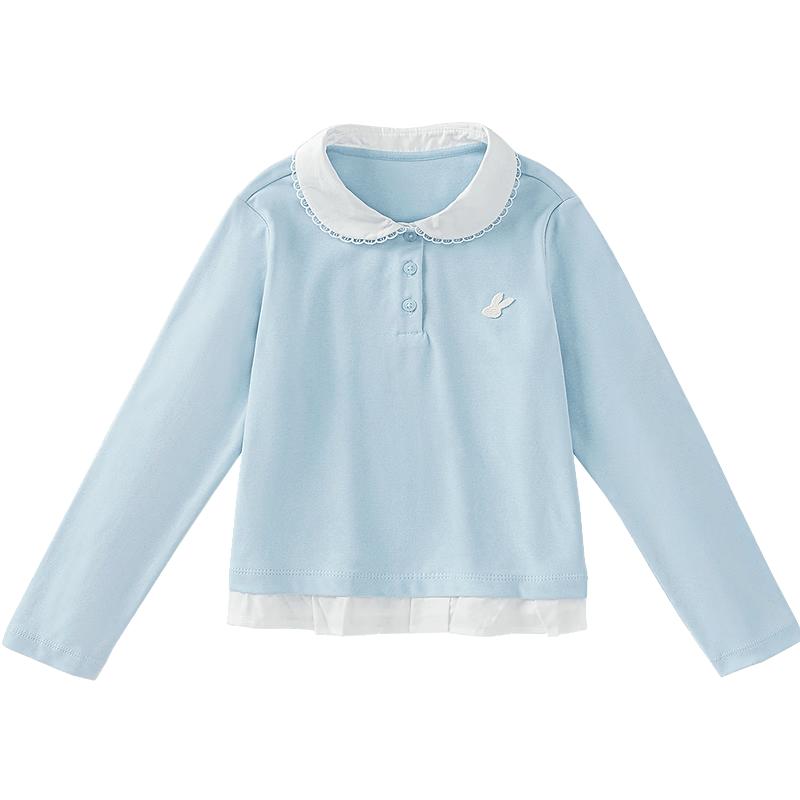 Minibala Girls' Long Sleeve Antibacterial Doll Collar Mock Two-Piece Top