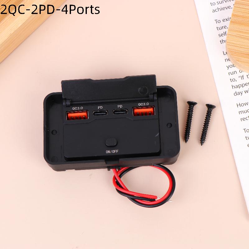 Dual Pd Dual Qc 3.0 Usb Car Charger 12V Rv Usb Outlet Panel Fast Charge Socket With Switch Voltmeter For Boat Motorcycle