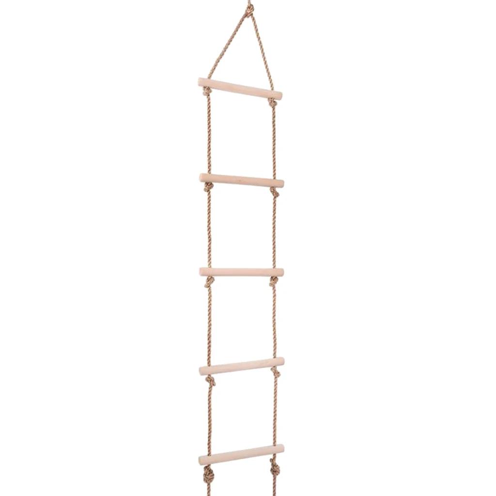 Kids Active Climbing Toys Wooden Rope Ladder 5-Level Doubles as Swing Accessory Suitable Outdoor Playground Indoor Backyard