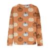 Women's Fashion Side Split Round Neck Pullover Long Sleeve Halloween Printed Top Sweatshirt