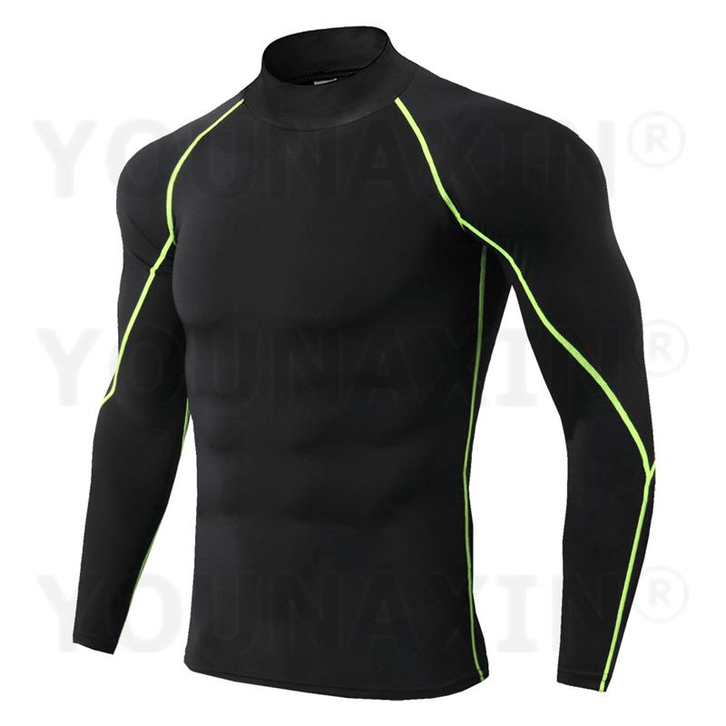 Men's High-necked Sports Long Sleeves T-shirts Skinny Fitness Clothes Yoga Training Running Quick-drying Cycling Tights Top S M L XL 2XL 3XL