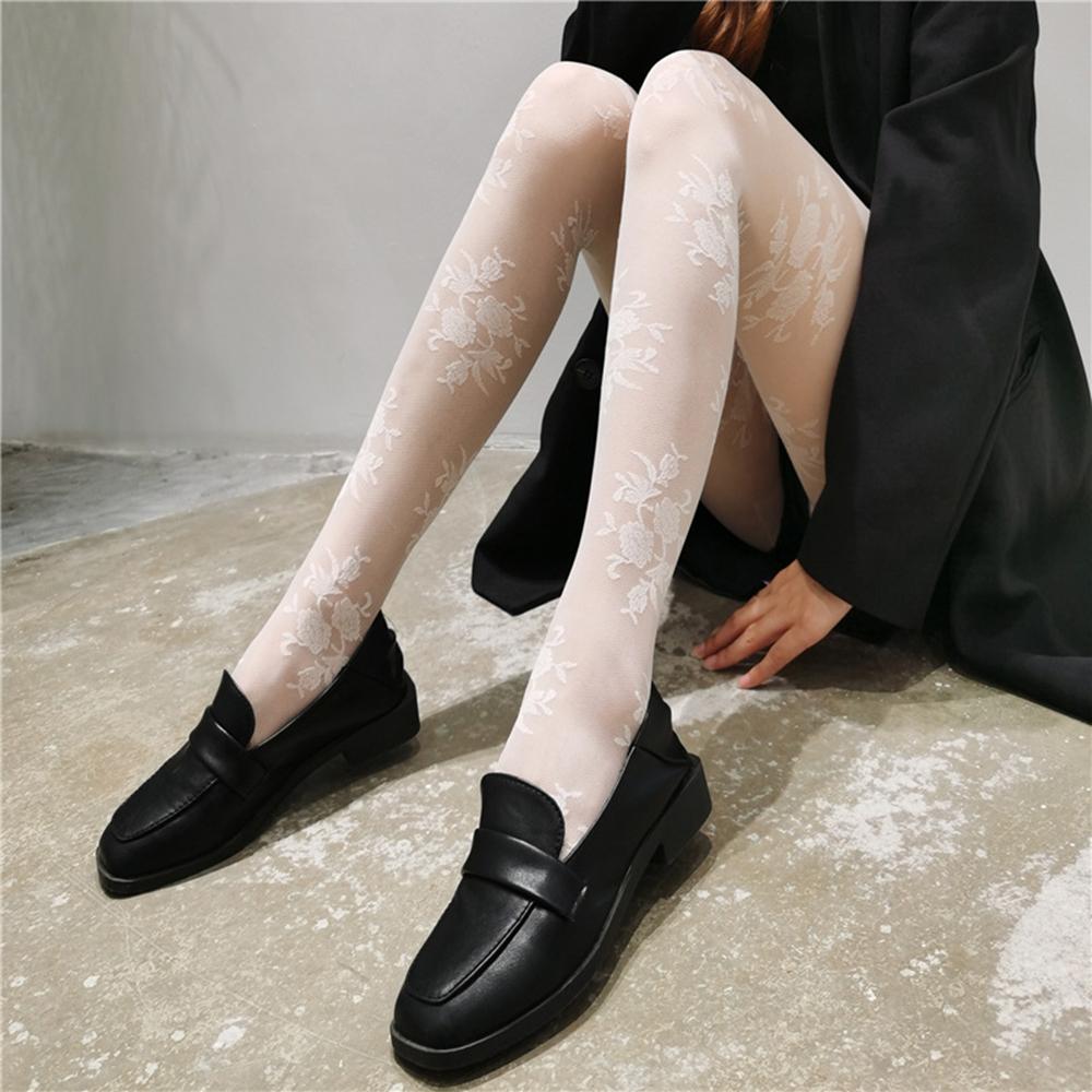 

Vintage Rose Black White Stockings Women S Sheer Floral Pattern Tights Floral Jacquard Pantyhose Anti Hook Mesh Soft Stockings One Size