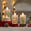 LED Christmas Candle Snow Globe Lantern Battery Operated Xmas Table Home Decor
