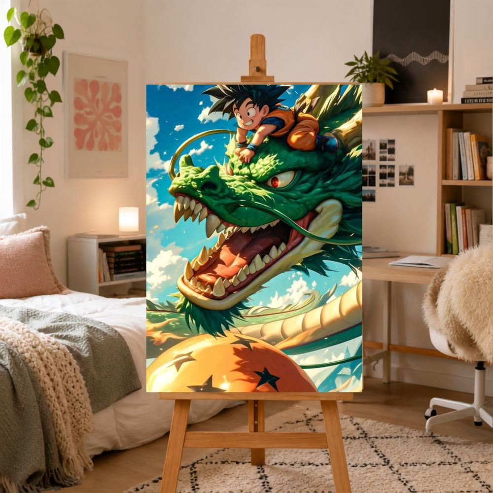 Paint by Numbers Picture with Frame Dragon Ball In the Clouds 50x70 Cm