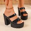Zoccoli con Zeppa Chunky da Donna Tacco Super Alto Sexy da Esterno Antiscivolo Sandali Open Toe da Donna
