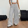 Women's Casual Fashion Drawstring Loose Wide Leg High Waist Straight Pants