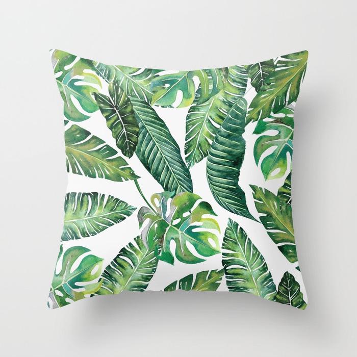 Green Tropical Leaf Pillow Cover Fleshy Polyester Pillow Cushion Cover Decoration Salon Home Decor Throw Pillows Car Seat Chair