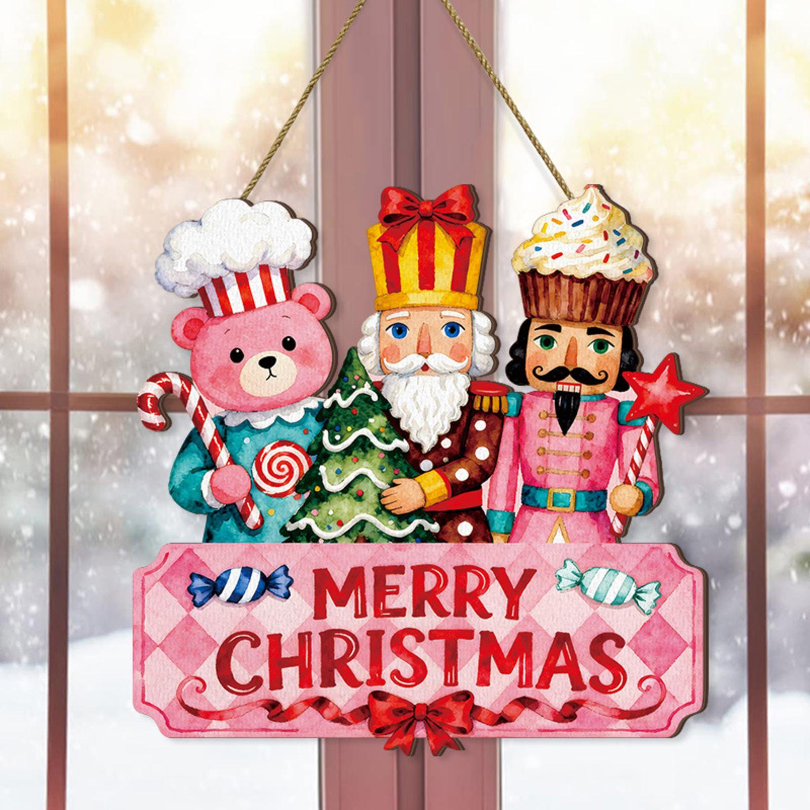 

Рождественский подвес на дверь Деревянный Рождественский Американский Приветственный Подвес на дверь Венок Подвеска Подвесное украшение Табличка Настенное украшение One Size