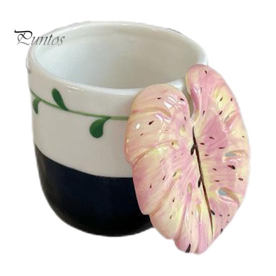 Tropical Leaf Handle Mug Ceramic Coffee with 3D Handle, 10oz Microwave Dishwasher Safe Tea Home Cup for Office, Creative Plant Lover Gift Birthday