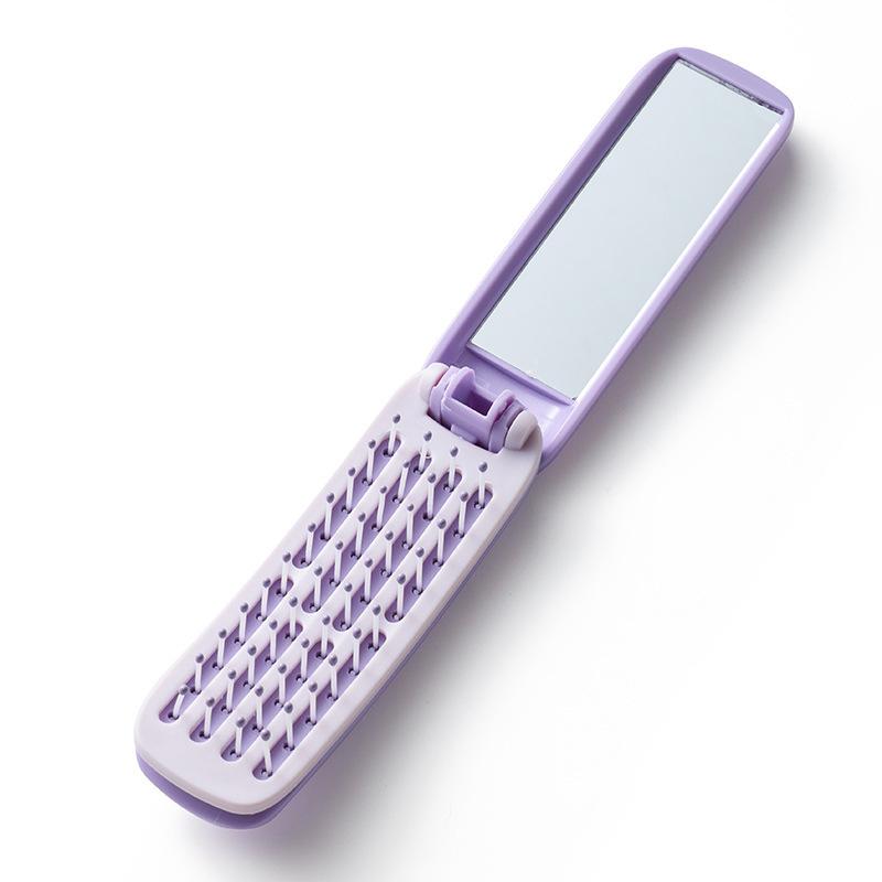 2 In 1 Foldable Comb With Mirror Hair Scalp Massage Comb Anti-Static Travel Air Cushion Styling Comb Suitable For All Hair Types
