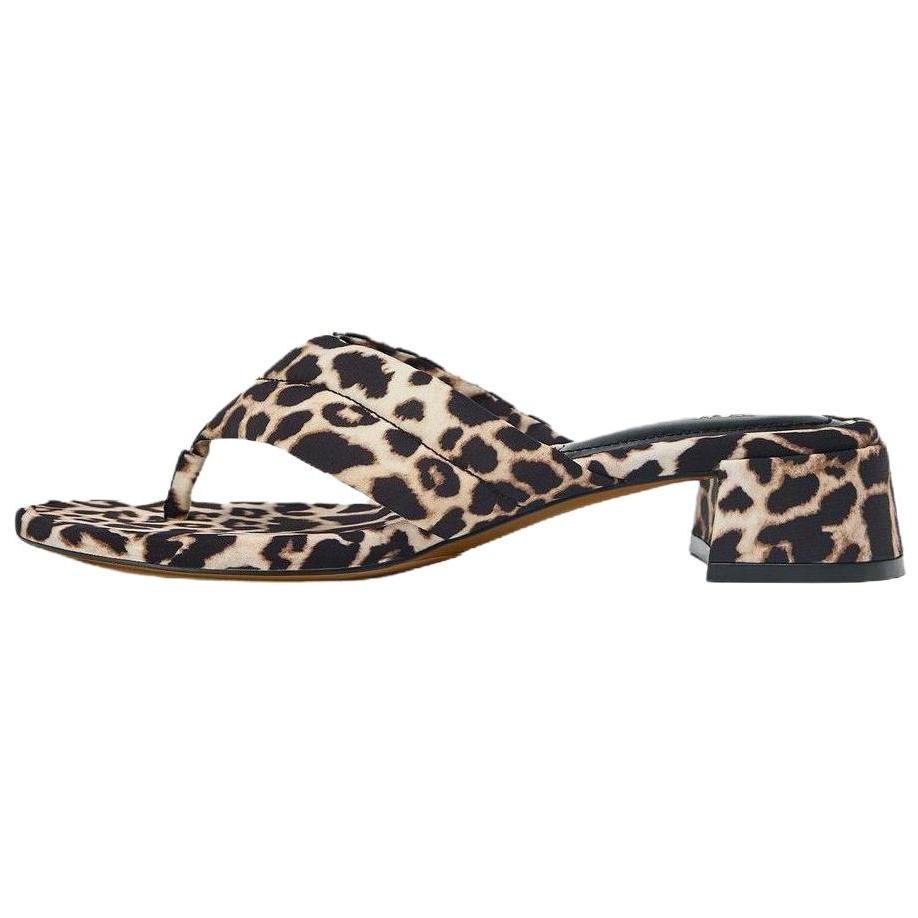 

ZARA Leopard Print Block Heel Thong Mule Sandals Womens 2364510195 37