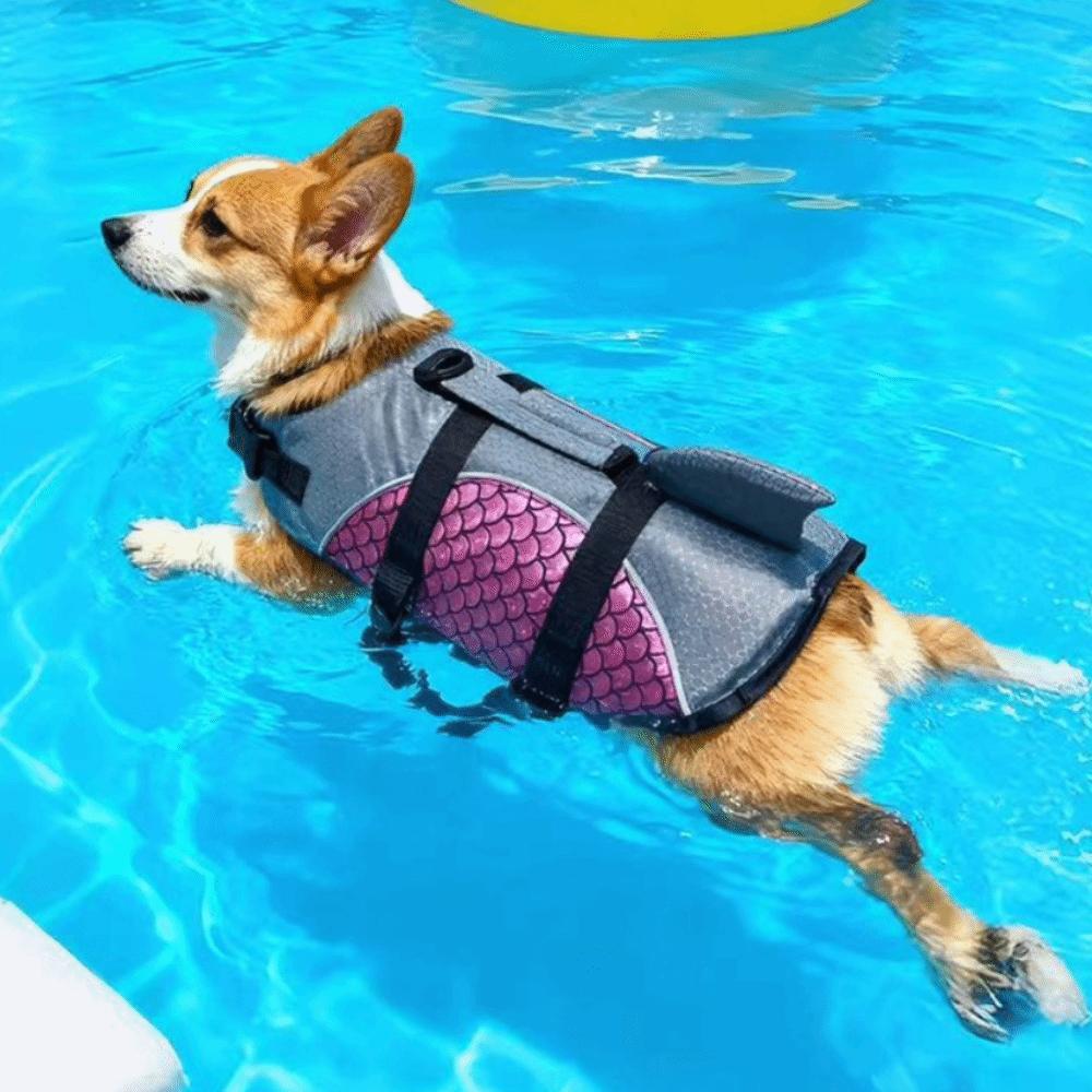 Strong Buoyancy Dog Life Jacket Shark Fin Style Quick Drying Puppy Safety Vests Shiny Scales Adjustable Pet Life Vest Pet Safety