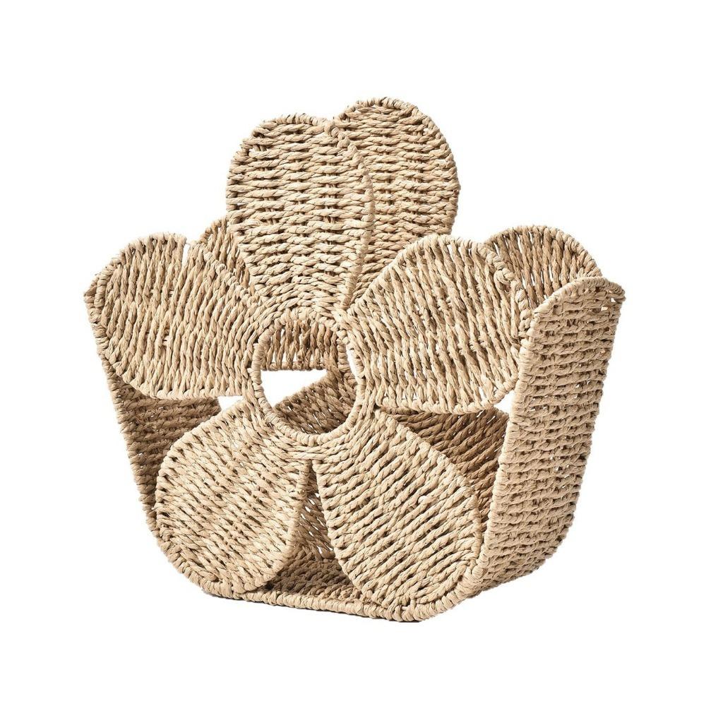 

Large Capacity Magazine Storage Basket Paper Rope Handwoven Newspapers Holder Bathroom бежевый