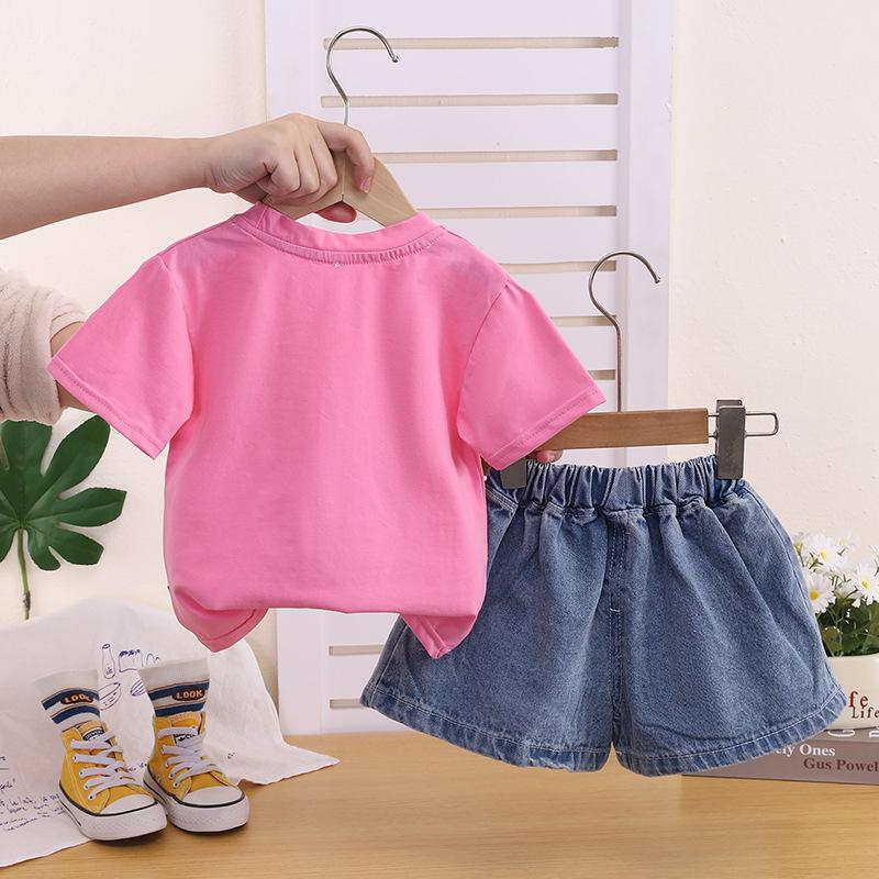 Girls Summer 3D Bunny Head Short Sleeve Set Cute Princess Cartoon Lace Baby Two Piece Outfit