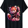 Cute Red Panda With  Cherry Blossom Flower Graphic T-Shirt