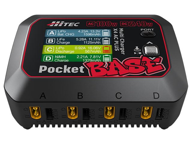 Hitec Multiplex Japan Multi Charger X4 AC PLUS Pocket Base Japanese (Authentic Product, 44367)