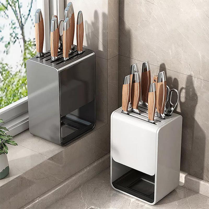 Knife Rack Kitchen Stainless Steel Multi-Functional Wall-Mounted No-Drill Knife Holder