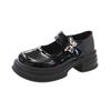 White retro pearl small leather shoes women's 2025 summer shallow mouth versatile college style thick-soled round head Mary Jane shoes