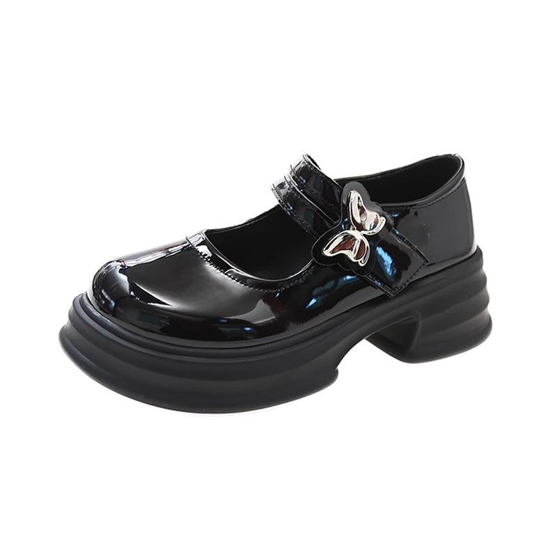 White retro pearl small leather shoes women's 2025 summer shallow mouth versatile college style thick-soled round head Mary Jane shoes