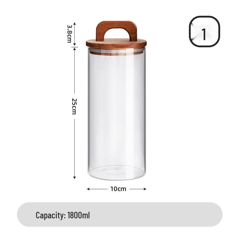 Japanese Style Glass Sealed Kitchen Storage Jar with Wood Lid 1800ml