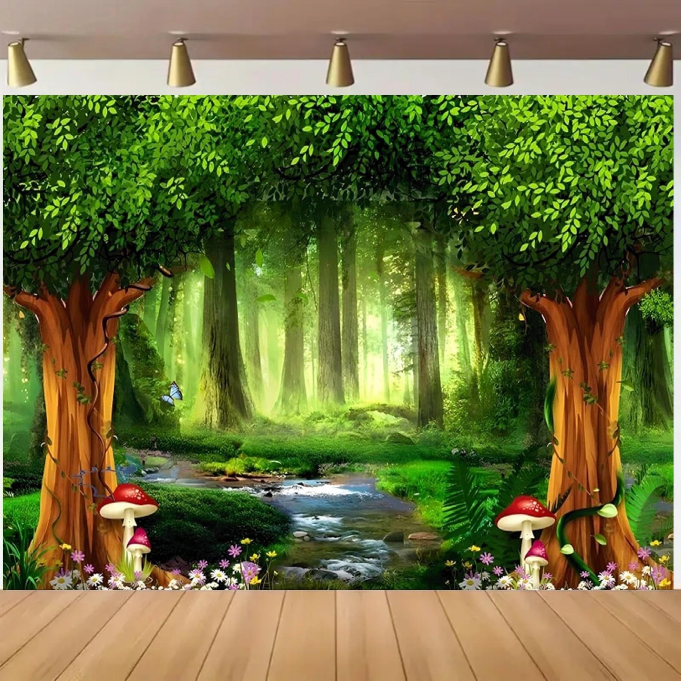 Fantasy Wonderland Background Wonderland Forest Butterfly Creek Decoration Used for Birthday Party Decoration 150X100