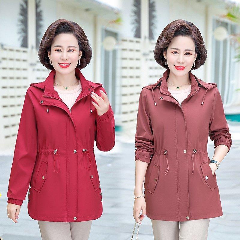 Spring Windbreaker Jacket Fashion Women's Plus Size Spring and Autumn Middle-aged Leisure Jacket Top