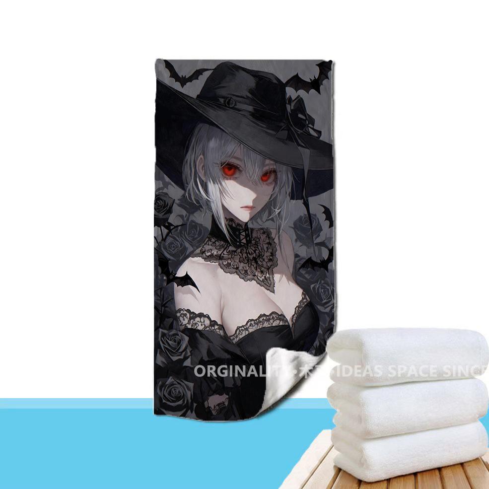 Gothic Witch Dark Rose Beach Towel Patterned Sunscreen And Windproof Suitable For Swimming Pool Camping Travel Blanket