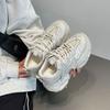 European hot diamond thick-soled heightening dad shoes women's new mesh breathable foot small versatile sports and leisure shoes