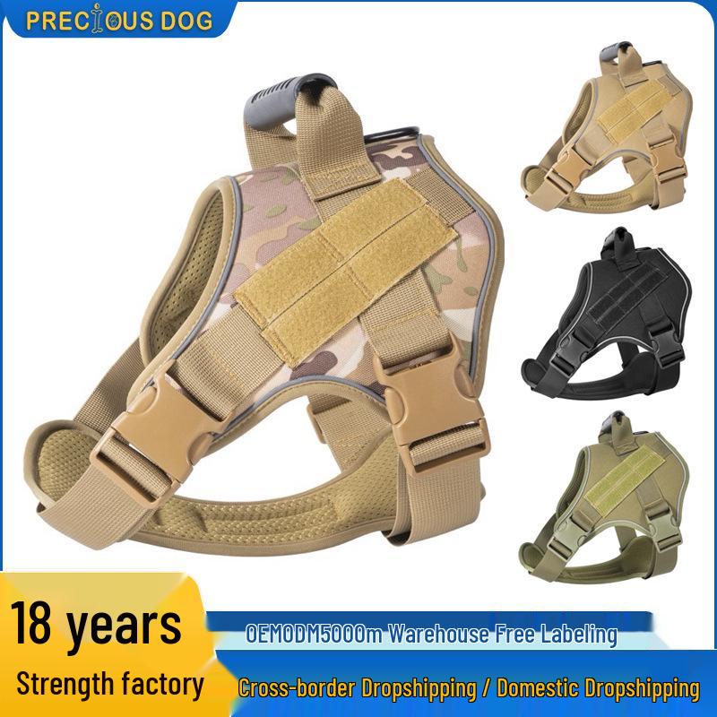 Tactical Anti-Pull Dog Harness & Leash for Medium to Large Breeds - Ideal for Border Collies & Golden Retrievers