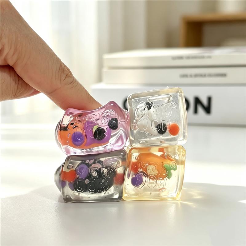 Schylling NeeDoh Halloween Teenie Mini Ice Cube 4‑Pack Fidget Sensory Maltose Slow‑Rebound Stress Anxiety Relief Squeeze Ball