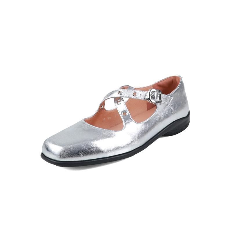 

Модные женские новые кожаные, из коровьей кожи, с металлическими заклепками, ремешком с перекрестной пряжкой, на среднем каблуке, с квадратным носком, туфли Мэри Джейн, модные одинарные туфли 220 серебряный