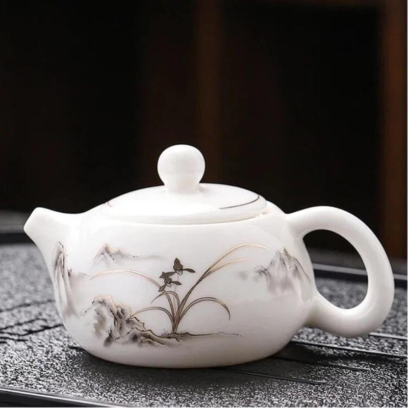 160ML Elegant Jade-White Ceramic Xishi Teapot – Classic Chinese Teaware for Home Brewing & Daily Tea Rituals