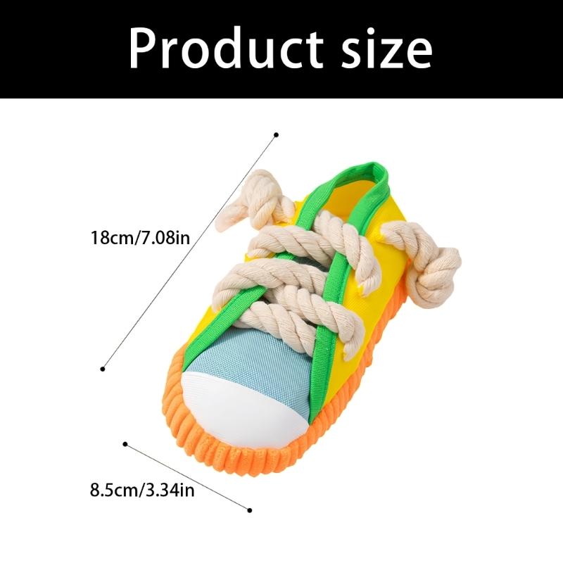 Dog Tug Rope Toy Shoe with Squeaky Sound Chewable Cotton Rope Teeth Cleaning Chew Toy For Small Dog Entertainment