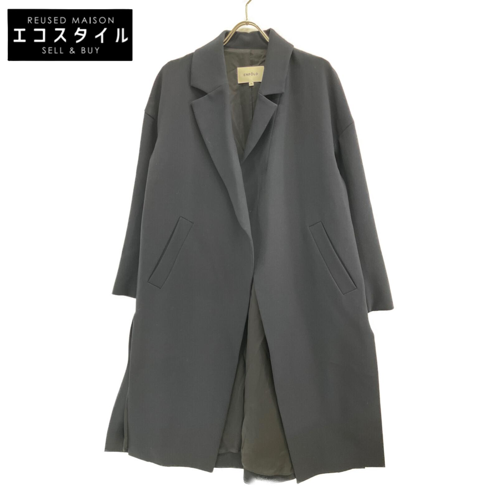 

ENFOLD 300CS230-0460 Пальто-оверсайз с разрезами спереди, темно-синее, 38, б/у