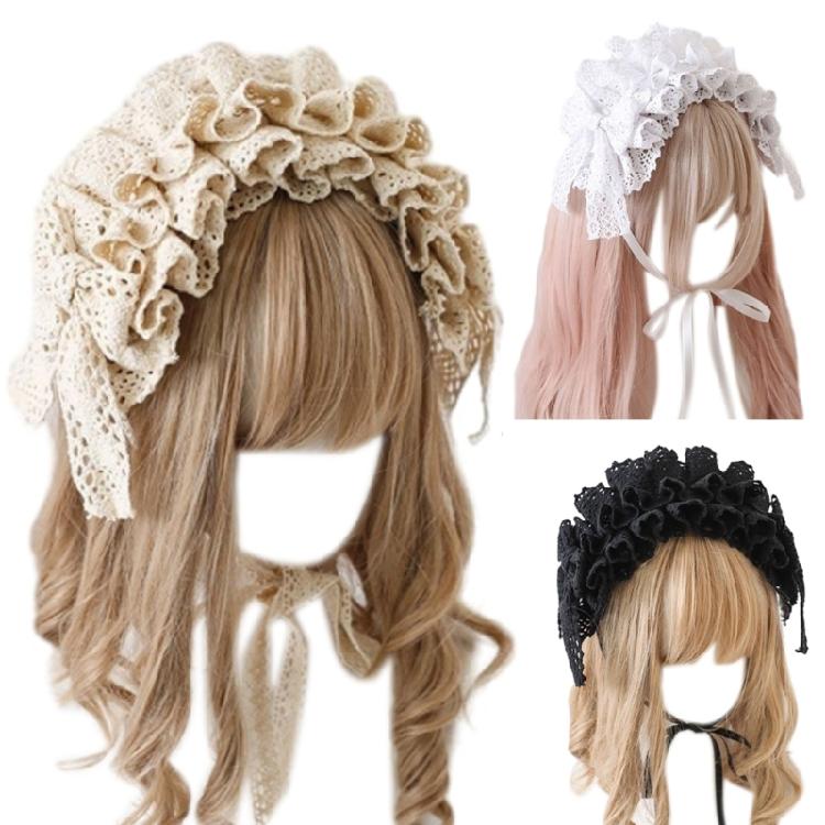 Cute Bows Tie Headpiece Maid Headwrap Headwear Hair Accessory Gift for Women